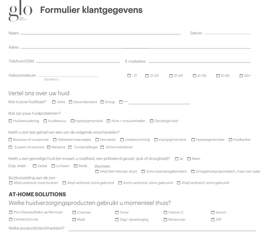 Formulier klantgegevens - 10 stuks